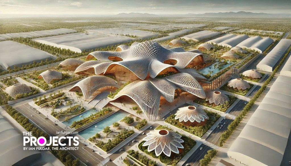 Architectural rendering of a sustainable and thematic design for convention centers in the Philippines.